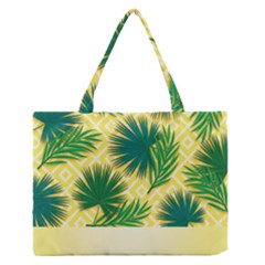 Yellow Tropical Pattern Zipper Medium Tote Bag by designsbymallika