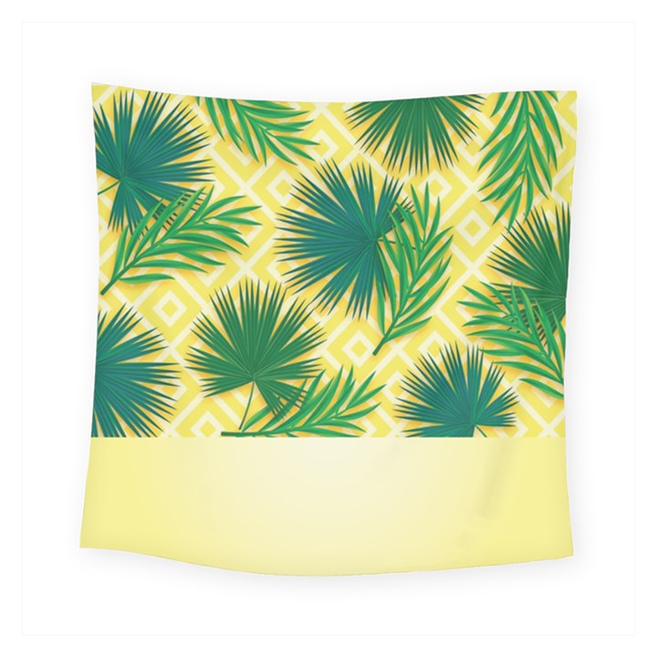 Yellow Tropical Pattern Square Tapestry (Small)