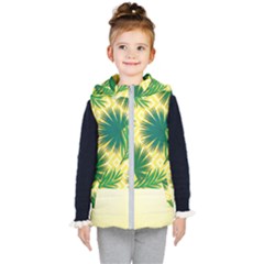 Yellow Tropical Pattern Kids  Hooded Puffer Vest by designsbymallika