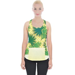 Yellow Tropical Pattern Piece Up Tank Top by designsbymallika