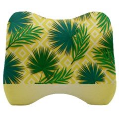 Yellow Tropical Pattern Velour Head Support Cushion by designsbymallika