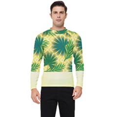 Yellow Tropical Pattern Men s Long Sleeve Rash Guard