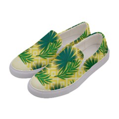 Yellow Tropical Pattern Women s Canvas Slip Ons by designsbymallika