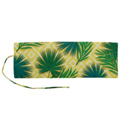 Yellow Tropical Pattern Roll Up Canvas Pencil Holder (m) by designsbymallika