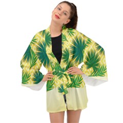 Yellow Tropical Pattern Long Sleeve Kimono by designsbymallika