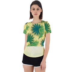 Yellow Tropical Pattern Back Cut Out Sport Tee by designsbymallika