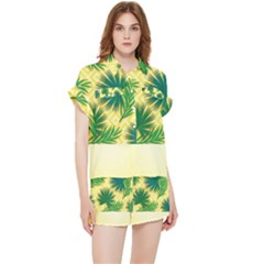 Yellow Tropical Pattern Chiffon Lounge Set