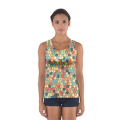 Mosaic Print Yellow Sport Tank Top  by designsbymallika