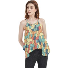 Mosaic Print Yellow Flowy Camisole Tank Top