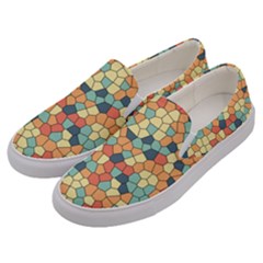 Mosaic Print Yellow Men s Canvas Slip Ons by designsbymallika