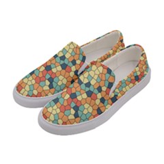 Mosaic Print Yellow Women s Canvas Slip Ons by designsbymallika