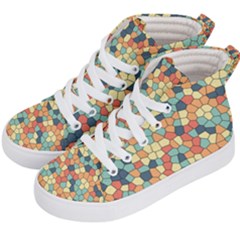 Mosaic Print Yellow Kids  Hi-top Skate Sneakers by designsbymallika