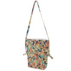 Mosaic Print Yellow Folding Shoulder Bag