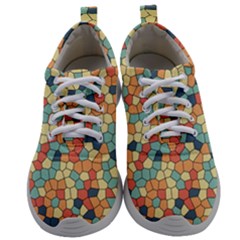 Mosaic Print Yellow Mens Athletic Shoes by designsbymallika