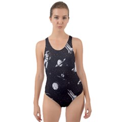 Space Love Cut-out Back One Piece Swimsuit by designsbymallika