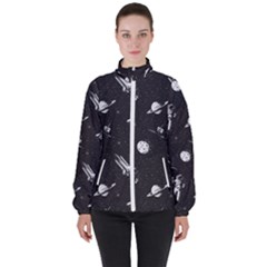 Space Love Women s High Neck Windbreaker by designsbymallika