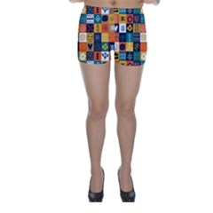 Tribal Love Pattern Skinny Shorts by designsbymallika