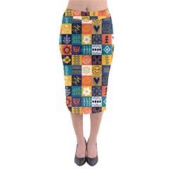 Tribal Love Pattern Midi Pencil Skirt by designsbymallika