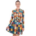 Tribal Love Pattern Long Sleeve Panel Dress View1