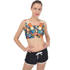 Tribal Love Pattern V-back Sports Bra by designsbymallika