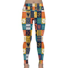 Tribal Love Pattern Lightweight Velour Classic Yoga Leggings by designsbymallika