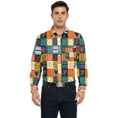 Tribal Love Pattern Men s Long Sleeve Pocket Shirt 