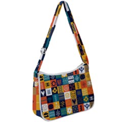 Tribal Love Pattern Zip Up Shoulder Bag by designsbymallika