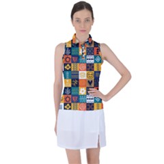 Tribal Love Pattern Women s Sleeveless Polo Tee by designsbymallika