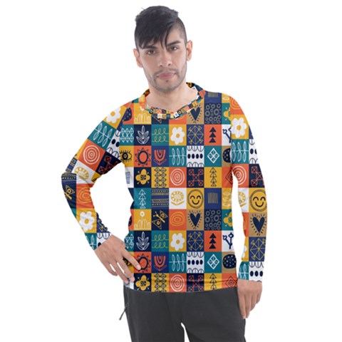 Tribal Love Pattern Men s Pique Long Sleeve Tee by designsbymallika