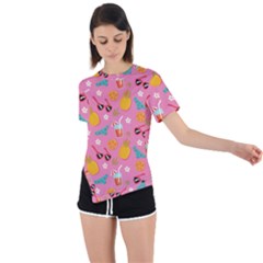 Beach Love Asymmetrical Short Sleeve Sports Tee