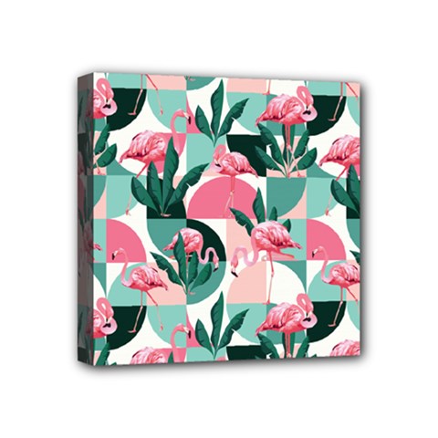 Beautiful Flamingo Pattern Mini Canvas 4  X 4  (stretched) by designsbymallika