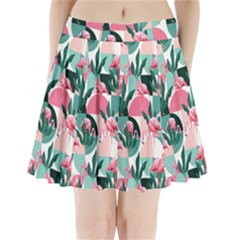 Beautiful Flamingo Pattern Pleated Mini Skirt by designsbymallika