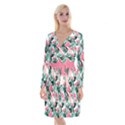 Beautiful Flamingo Pattern Long Sleeve Velvet Front Wrap Dress View1