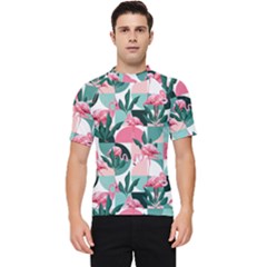 Beautiful Flamingo Pattern Men s Short Sleeve Rash Guard by designsbymallika