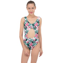 Beautiful Flamingo Pattern Center Cut Out Swimsuit by designsbymallika