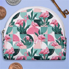 Beautiful Flamingo Pattern Horseshoe Style Canvas Pouch by designsbymallika