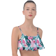 Beautiful Flamingo Pattern Frill Bikini Top by designsbymallika