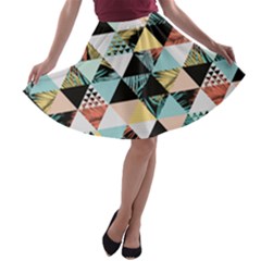 Tropical Beach Love A-line Skater Skirt by designsbymallika