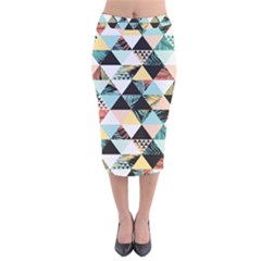 Tropical Beach Love Velvet Midi Pencil Skirt by designsbymallika