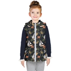 Beautiful Ships Pattern Kids  Hooded Puffer Vest by designsbymallika