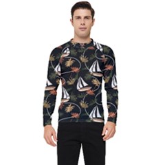 Beautiful Ships Pattern Men s Long Sleeve Rash Guard