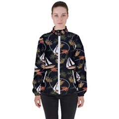 Beautiful Ships Pattern Women s High Neck Windbreaker by designsbymallika