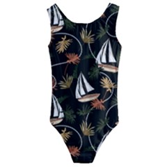 Beautiful Ships Pattern Kids  Cut-out Back One Piece Swimsuit by designsbymallika