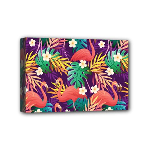 Flamingo Love Mini Canvas 6  X 4  (stretched) by designsbymallika