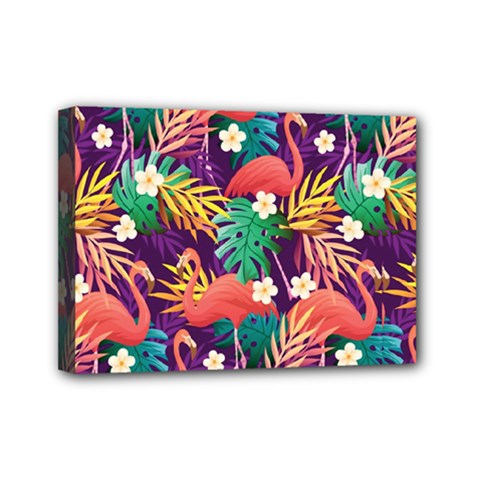 Flamingo Love Mini Canvas 7  X 5  (stretched) by designsbymallika