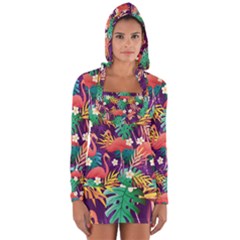 Flamingo Love Long Sleeve Hooded T-shirt by designsbymallika