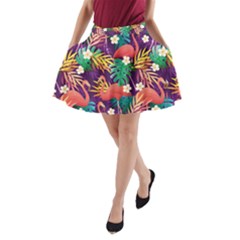 Flamingo Love A-line Pocket Skirt by designsbymallika