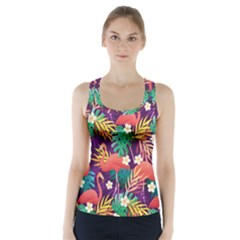 Flamingo Love Racer Back Sports Top by designsbymallika