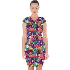 Flamingo Love Capsleeve Drawstring Dress  by designsbymallika