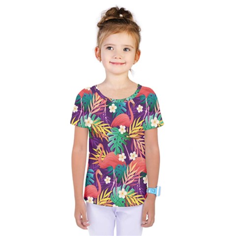 Flamingo Love Kids  One Piece Tee by designsbymallika